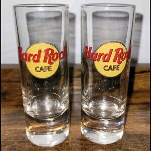 🎸 Vintage Set Of 2 Hard Rock Cafe New York Tall Shot Glass Shooters NYC 2001